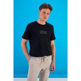 Vena Erkek Vena Siyah Logo Baskılı Bisiklet Yaka Tişört - 2XL