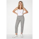 VENA Kadın Alian Beli Lastikli Çizgili Summer Gabardin Pantolon - Füme Çizgili