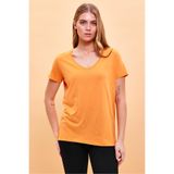 VENA Kadın Boyfriend V Yaka Regular Fit Modal Tişört Lyocell (Tencel™) - Turuncu