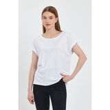Vena Kadın Cindy Beyaz Bisiklet Yaka Regular Fit Basic Modal Tişört (Lyocell) - XL