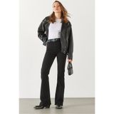 VENA Kadın Jenny Black Yüksek Bel Flare Jean Pantolon - Black