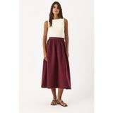 VENA Kadın Lyocell (Tencel™) Premium Midi Etek - Bordo