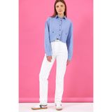 VENA Kadın Marrakesh Yüksek Bel Straight Fit Beyaz Jean Pantolon - Beyaz