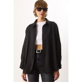 VENA Kadın Oversize %100 Lyocell (Tencel™) Gömlek - Siyah