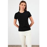 VENA Kadın Rachel Siyah Bisiklet Yaka Slim Fit Basic Tişört
