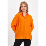 Vena Kadın Tina Turuncu Oversize Krinkle Gömlek