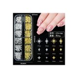 Venalisa 12li Gold - Silver Yıldız Charm Figürler Kutup Yıldızı Tırnak Süsleme Nail Art