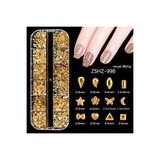 Venalisa Gold Renk Kalp Yıldız Üçgen Kare Figürler Tırnak Süsleme Nail Art Charm