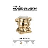 Venalisa Seramik Ayıcık Protez Tırnak Fırça Kutusu Standı Organizeri GOLD
