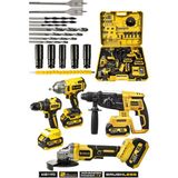 Venandin Assur ASR1192 Profesyonel Akülü Kömürsüz 4 Lü Matkap Seti 21V 3AH - 800NM Somun Sökme, 26MM Kırıcı Delici, 13MM Darbeli Vidalama, 125MM Avuç Taşlama (Sarı)