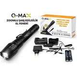Venandin Farissu Q-Max PS2900 3000 Lümen Şarjlı El Feneri Tüfek Aparatlı Zoomlu Profesyonel Avcı Feneri - Siyah