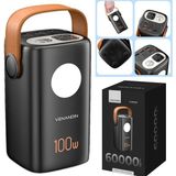 Venandin PWB60B2 60.000 Mah 100W Pd Powerbank – Laptop Şarj Destekli, LED Göstergeli, Aydınlatmalı Ultra Güç - Siyah - Turuncu