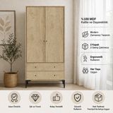 Venatto Focus 2 kapaklı 2 çekmeceli DOLAP/GARDROP(%100MDF) - Meşe