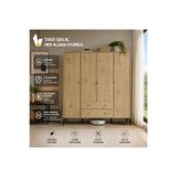 VENATTO Focus 4 Kapılı Dolap Meşe (%100MDF) - 4 Kapılı, 2 Çekmeceli, Ayaklı Gardırop