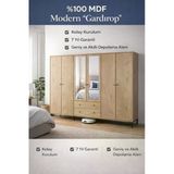Venatto Focus 6 Aynalı Dolap (%100Mdf) Meşe