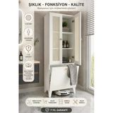 Venatto Napoli 2 Kapaklı,Hasırlı Çok Amaçlı Kirli Banyo Dolabı (%100Mdf) Beyaz