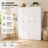 Venatto Nova 4 Kapaklı Dolap Beyaz %100 MDF Malzemeden Modern Tasarımlı Ayna Yok