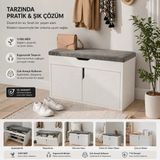 Venatto Pianno Dekoratif AYAKKABILIK(%100MDF9 - Beyaz - Gri