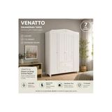 Venatto Romantic 4 Kapılı, 2 Çekmeceli, Avangart Dolap/Gardırop(%100Mdf) Beyaz Motifsiz