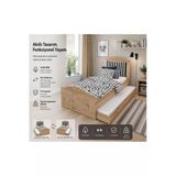 Venatto Romantic Yavrulu Karyola (Meşe) (100X200) (%100Mdf) Meşe Çizgili Kumaş