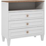 Venatto Smart Şifonyer 100% MDF 90x90x40 cm 3 Çekmeceli Beyaz - Meşe Renkli Modern Tasarım