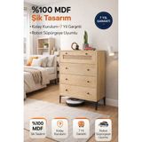 Venatto Trio Wood Modern Şifonyer 80x106x40 cm 4 Çekmeceli %100 MDF Malzeme ile Şık Tasarım - Meşe