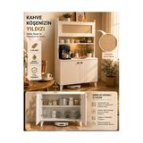 Venatto Truva Hasırlı Kahve Köşesi,Erzak Dolabı,Kiler Dolabı Çok Amaçlı Mutfak Dolabı(%100Mdf) Beyaz