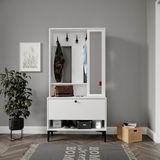 Venatto Valentino White RAFLI,AYNALI.AYAKKABILIK/VESTİYER/PORTMANTO(MDF) - Mat Beyaz