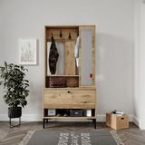 Venatto Valentino Wood Raflı,kapaklı,aynalı AYAKKABILIK/VESTİYER/PORTMANTO(MDF) - Lefkas Meşe