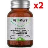 Venatura Magnezyum (Bisglisinat+Sitrat) ve P5P (Vitamin B6) 60 Kapsül Türkiye Menşeli Takviye Edici Gıda