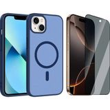 Vendas Apple iPhone 15 Kılıf M-safe Şarj Özellikli Zore Babet Kapak + Hayalet Ekran Koruyucu - Mavi
