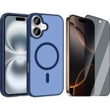 Vendas Apple iPhone 17 Kılıf M-safe Şarj Özellikli Zore Babet Kapak + Hayalet Ekran Koruyucu - Mavi