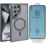 Vendas Galaxy S23 Ultra Kılıf M-safe Şarj Özellikli Mat Arka Yüzey Vendas Sio Kapak + Polymer Nano Ekran Koruyucu - Gri