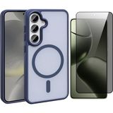 Vendas Galaxy S24 Plus Kılıf M-safe Şarj Özellikli Mat Arka Yüzey Vendas Sio Kapak + Hayalet Cam Ekran Koruyucu - Lacivert