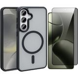Vendas Galaxy S24 Plus Kılıf M-safe Şarj Özellikli Mat Arka Yüzey Vendas Sio Kapak + Hayalet Cam Ekran Koruyucu - Siyah