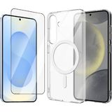 Vendas Galaxy S24 Plus Kılıf Sararma Yapmayan Kamera Korumalı Magsafe Sert PC Zore Porto Kapak + Cam Ekran Koruyucu - Şeffaf
