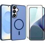 Vendas Samsung Galaxy A36 Kılıf M-Safe Şarj Özellikli Zore Babet Kapak + Cam Ekran Koruyucu - Mavi