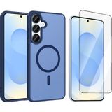 Vendas Samsung Galaxy A36 Uyumlu Kılıf M-Safe Şarj Özellikli Zore Babet Kapak + Cam Ekran Koruyucu - Mavi