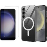 Vendas Samsung Galaxy S24 Plus Kılıf Kamera Korumalı Magsafe Sert PC Zore Porto Kapak + Nano Ekran Koruyucu - Şeffaf