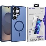 Vendas Samsung Galaxy S26 Ultra Kılıf M-Safe Şarj Özellikli Zore Babet Kapak + Bilvis Cam Ekran Koruyucu - Mavi