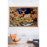 Vendini Vintage Serisi Geyikli Duvar Halısı Duvar Örtüsü Wall Tapestry - 70 x 50 cm