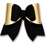 Vendly Glitter Detaylı Fiyonk Saç Tokası 9x6 cm Siyah-Gold