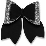 Vendly Glitter Detaylı Fiyonk Saç Tokası 9x8 cm Siyah - Gri
