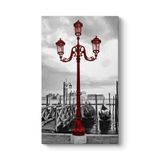 Venedik Kırmızı Sokak Lambası Tablosu 40 x 70