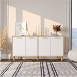 Venedikk 150CM Konsol,tv Sehpası,kitaplık,çok Amaçlı Dolap Ahşap Ayaklı - Safir Meşe - Beyaz