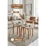 venera 3 lü Zigon Sehpa Sehpa Takımı Salon Sehpası Mdf Bohem Traverten Servis Sehpası Flex Modern