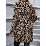 Venera Butik Kadın Uzun Kollu Önü Açık Leopar Desenli Modal Ceket - S - M - Siyah