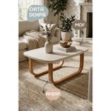 veneramobilya Orta Sehpa Salon Sehpası Dikdörtgen Dekoratif Traverten Mdf Ahşap Ayaklı Modern 90x60 Cm Flex Şık
