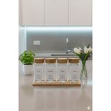 Venetto Bambu Kapaklı Cam Baharatlık - 12 li set