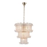Venezia Kristal Camlı Yuvarlak Avize 60 cm 3 Katlı